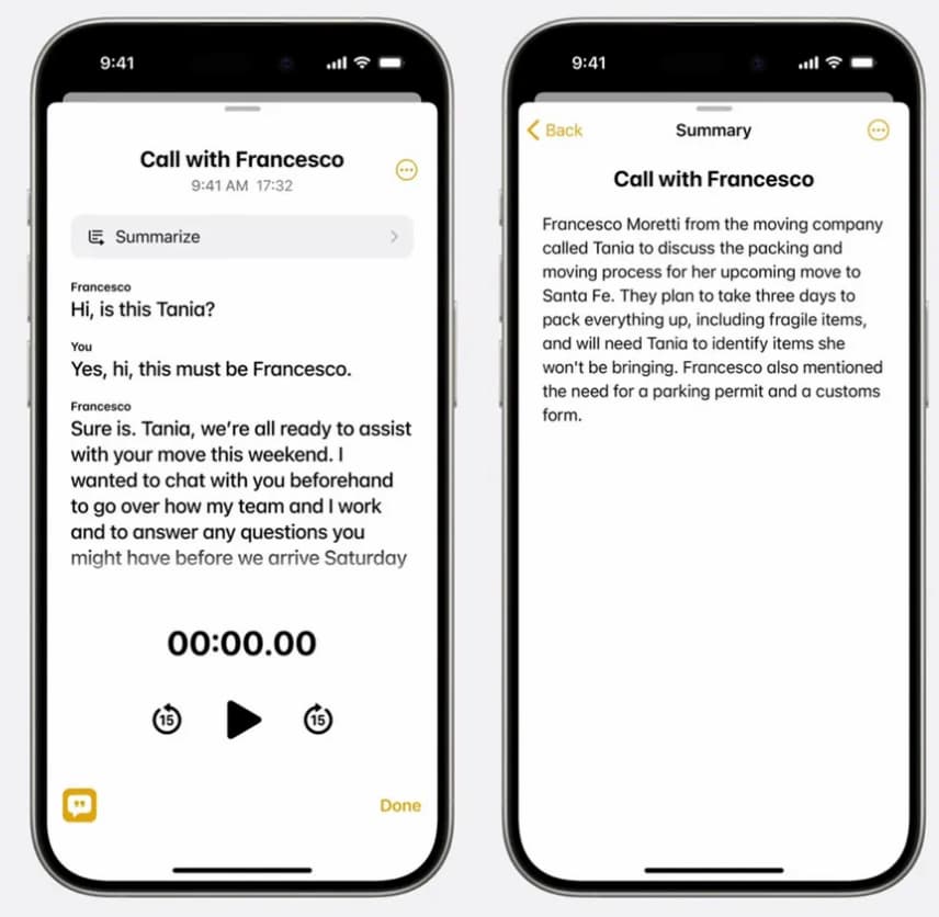 iOS 18 通话录音转文字功能