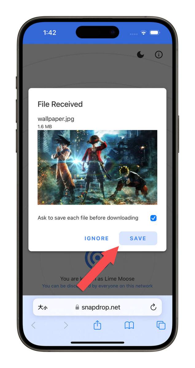 iPhone Windows PC Mac Android 互相传文件 SnapDrop