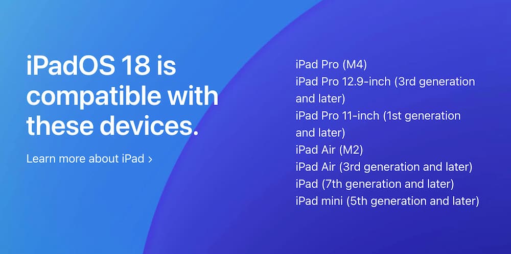 iPadOS 18支持机型