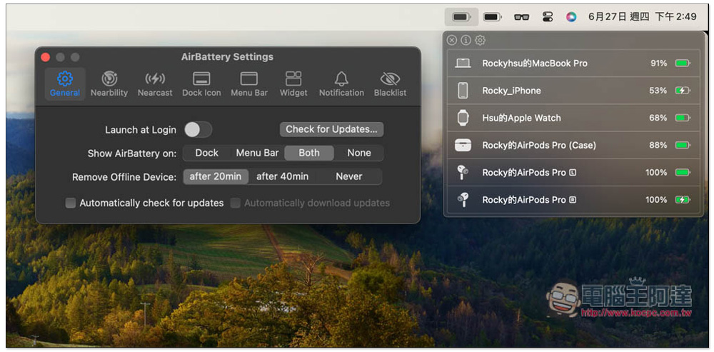 AirBattery 在 Mac 菜单列中实时查看 iPhone、iPad、AirPods、Apple Watch 的电量状况 - 安卓手赚网