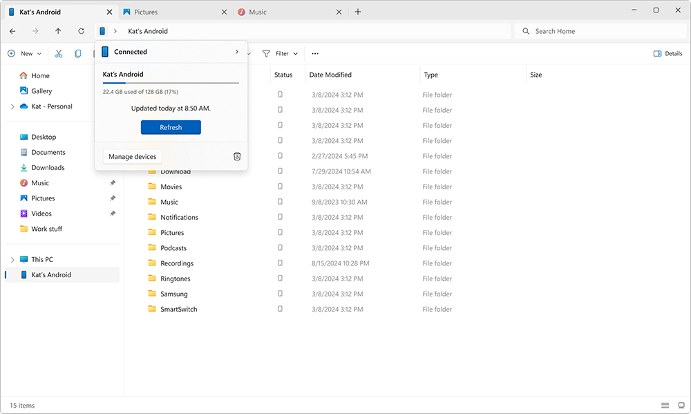 更深度整合！ Windows 11 新功能通过文件管理，就能无线浏览和访问 Android 手机数据 - 安卓手赚网