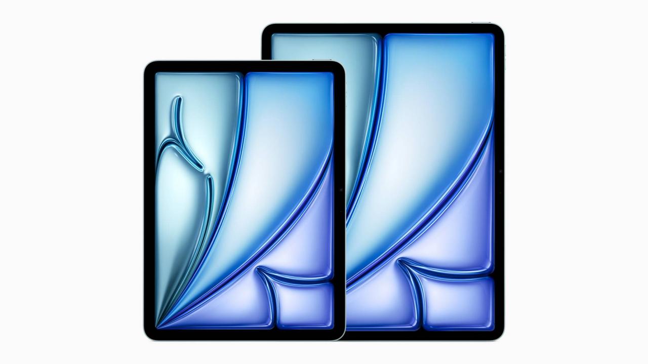 iPad Air M2 有11 寸及13 寸可以选择，这也是苹果 首次在 iPad Air 系列推出 13 寸机型，不过皆采用 Liquid Retina 显示器，具备抗反射屏幕图层、原彩技术、高亮度显示，并支持 P3 广色域显示。
