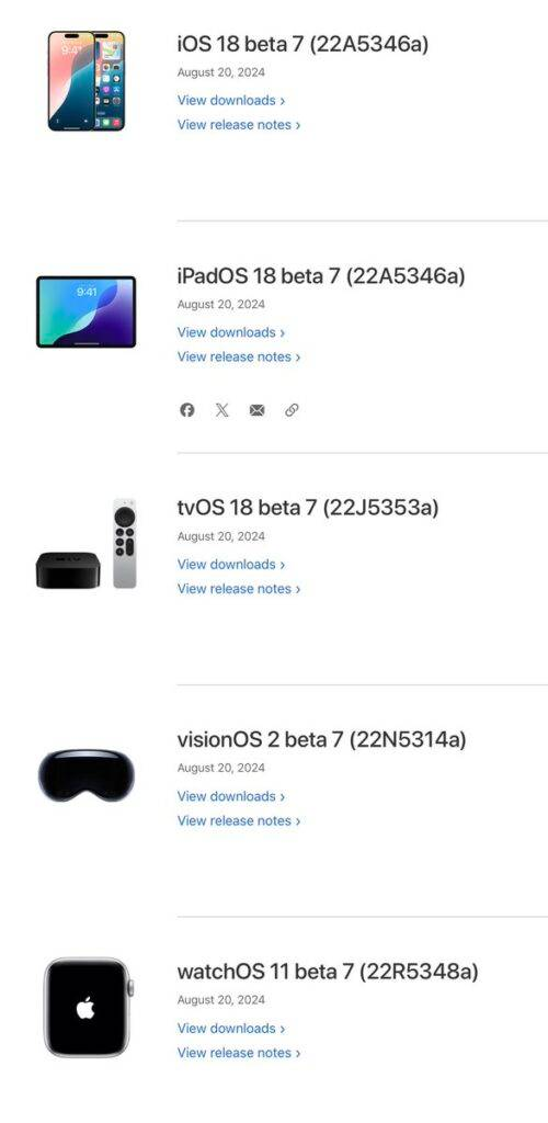 iOS 18 及 iPadOS 18 Beta 7 登场