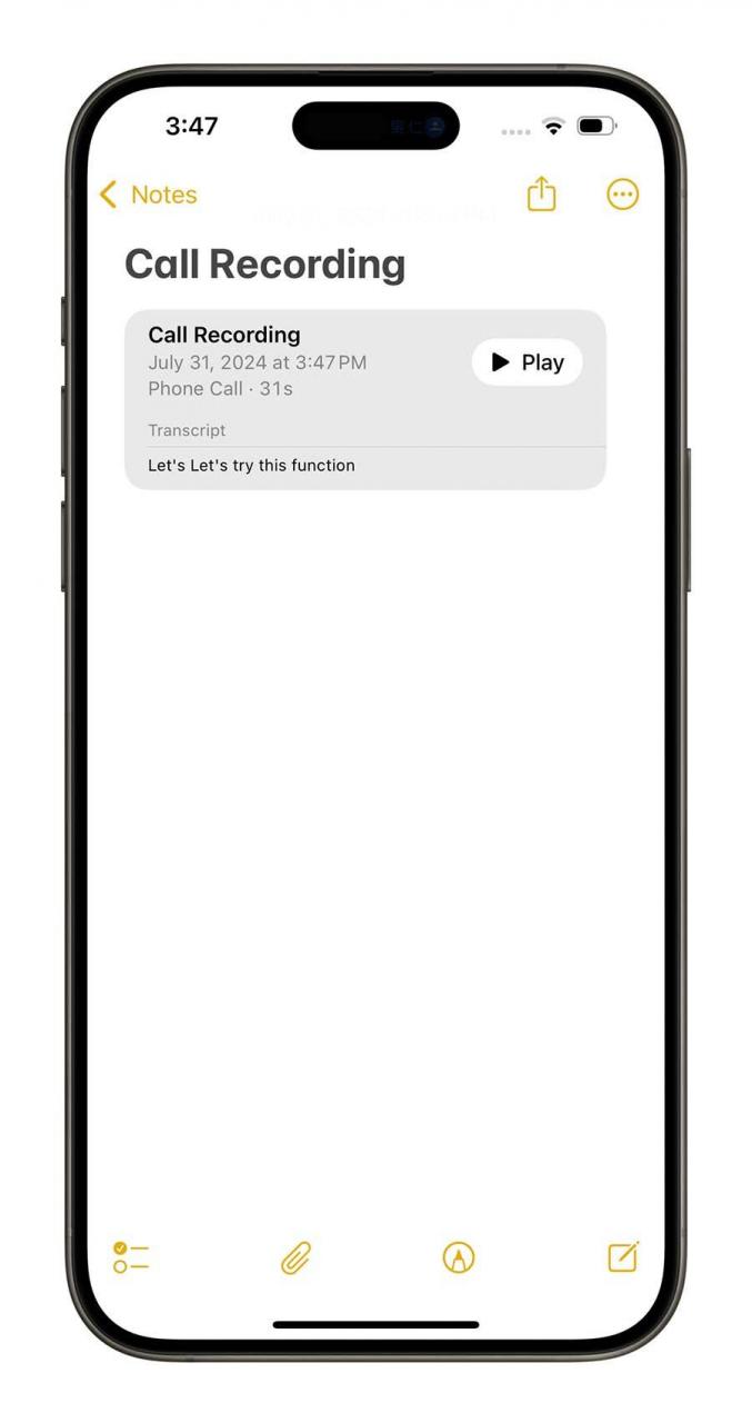 iOS 18.1 iPhone 通话录音