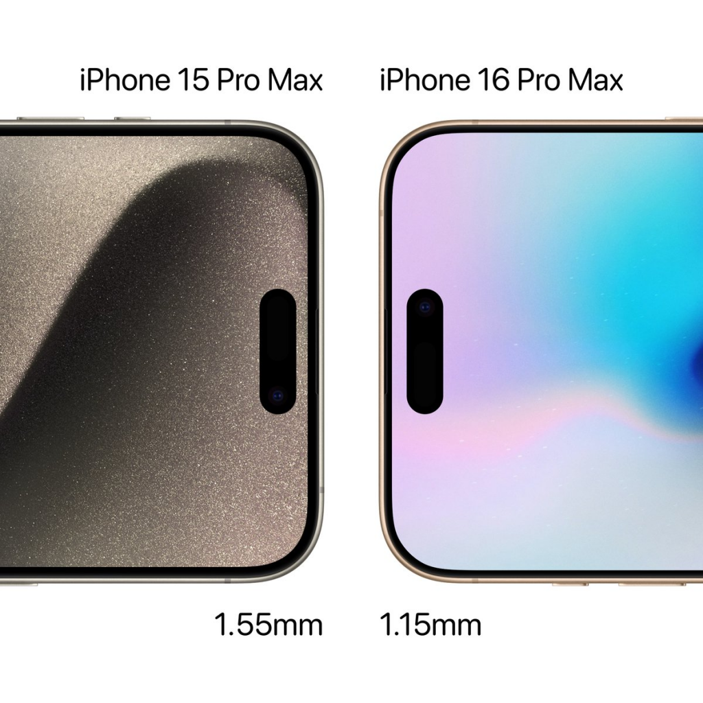 iPhone 16 Pro 边框史上最窄！ 一张图带你比较新旧边框厚度差异