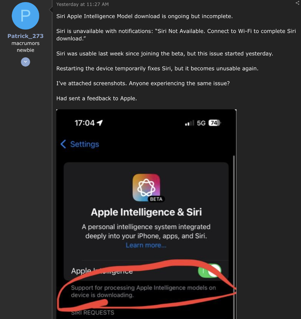 更新停看听，iOS 18.1 测试版最大主角 Siri 发生失效问题 - 安卓手赚网