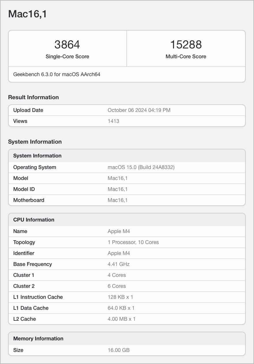 M4 MacBook Pro 开箱 跑分 Geekbench