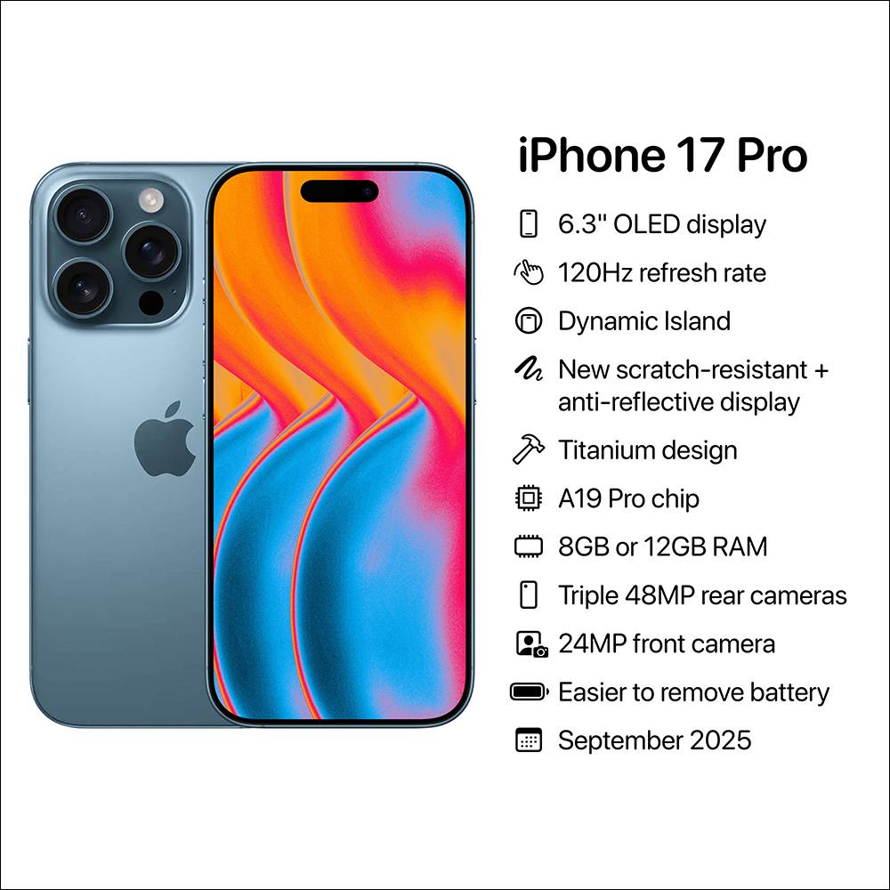 iPhone 17 系列新爆料： 17 Pro Max 动态岛缩小、17 Air （17 Slim） 有望取代 Plus 机型 - 安卓手赚网