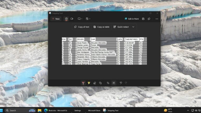 Windows 11 剪取工具未来将允许从屏幕截图中复制表格内容
