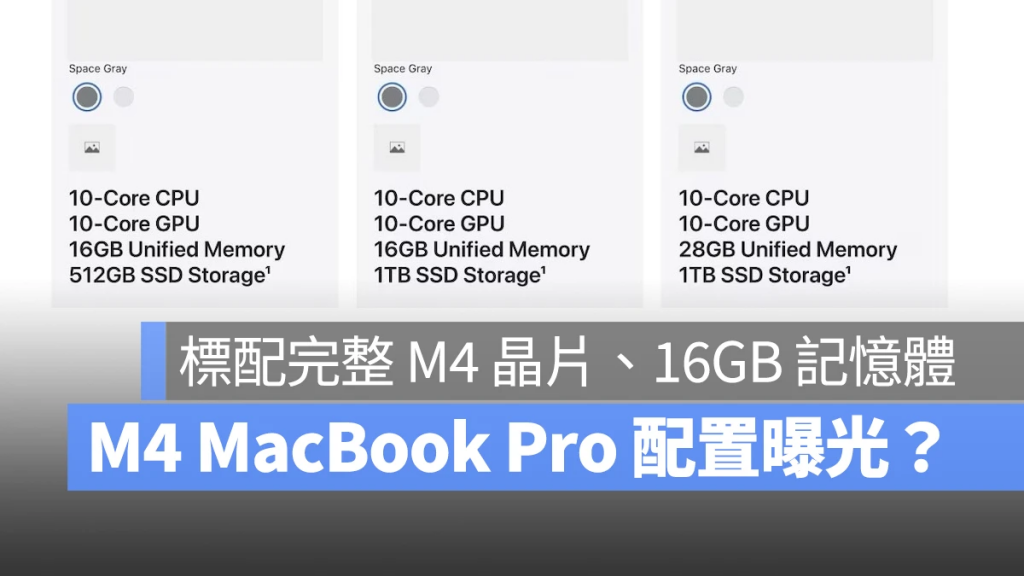 苹果意外上架 M4 MacBook Pro？ 基础款标配16GB内存，甚至可选到28GB