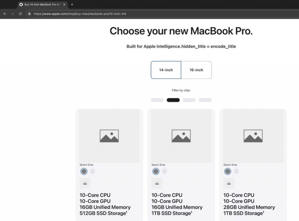 苹果意外上架 M4 MacBook Pro？ 基础款标配16GB内存，甚至可选到28GB