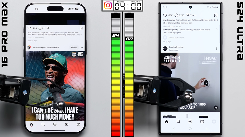 iPhone 16 Pro Max 与 Galaxy S24 Ultra 再次对决，电池续航实测结果出炉 - 安卓手赚网