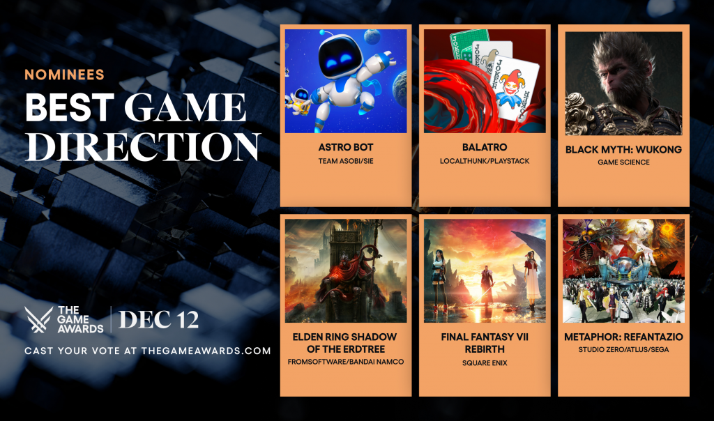 The Game Awards 2024提名揭晓，《Astro Bot》和《最终幻想7 重生》各获七项提名！
