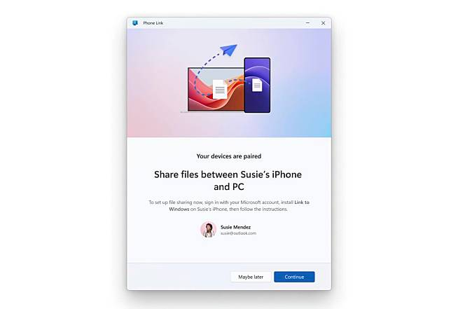 Microsoft 更新 Phone Link App Windows 与 iPhone 互传文件更方便