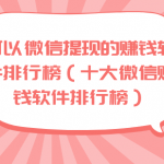 可以微信提现的赚钱软件排行榜（十大微信赚钱软件排行榜）