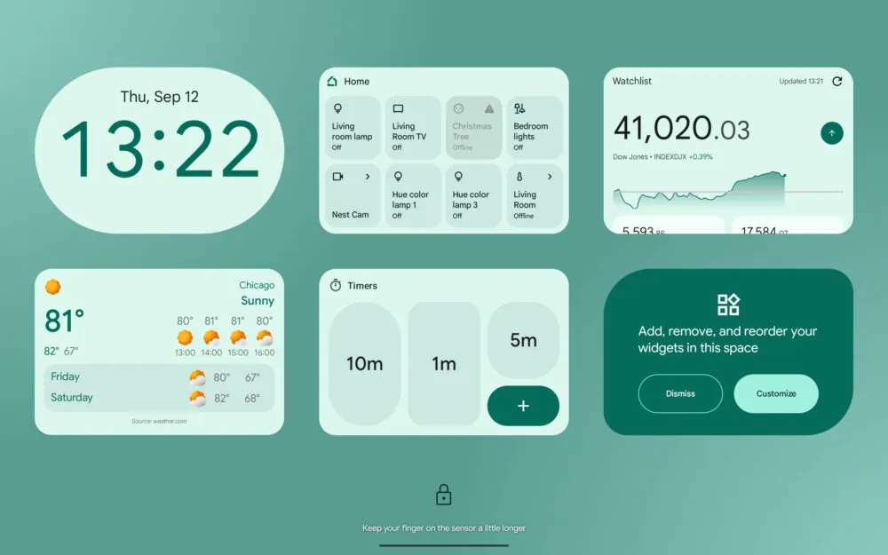 Android 16 支持 Lock Screen Widget
