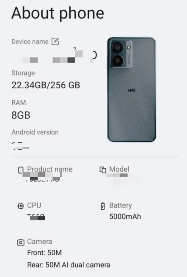 HMD Pulse2 Pro 规格，前后 5000万像素镜头，定位中低阶