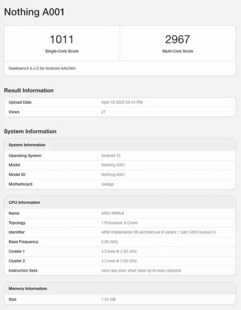 Nothing CMF Phone 2 Pro 跑分曝光，性能中规中矩