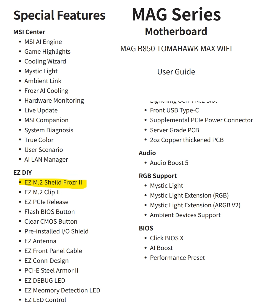 2025 下半年，微星推出新 MAG B850 TOMAHAWK WIFI 主板！