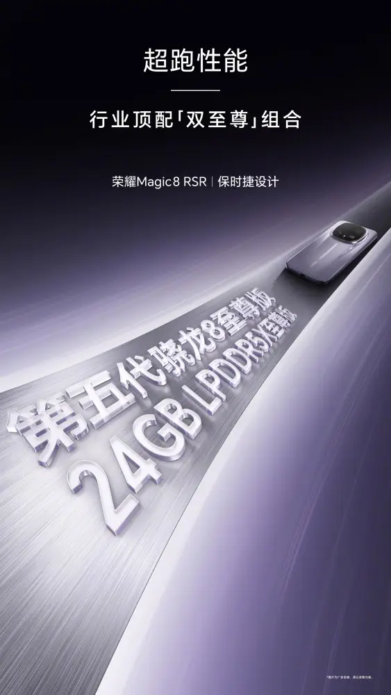 今年市场唯一 24GB RAM 的至尊级旗舰，HONOR Magic8 RSR 1月19日正式发布
